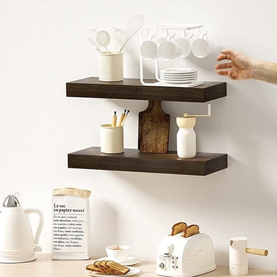Bordi di legno fissati al muro di galleggiamento degli scaffali per la cucina del bagno del salone della camera da letto