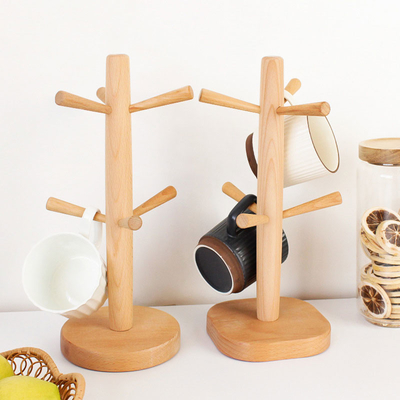 Albero in serie di legno del controsoffitto dello scaffale della tazza da caffè dei rifornimenti della cucina con 6 ganci