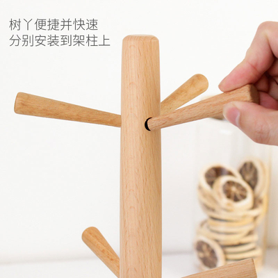 Albero in serie di legno del controsoffitto dello scaffale della tazza da caffè dei rifornimenti della cucina con 6 ganci