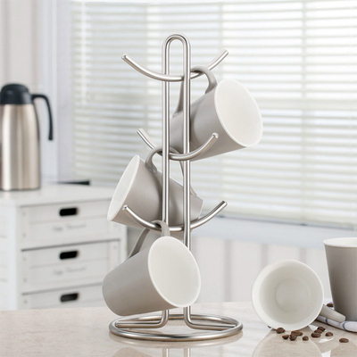 Scaffale più asciutto del supporto dell'albero della tazza da caffè di acciaio inossidabile dell'OEM con 6 ganci