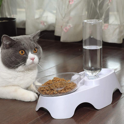 Doppia bottiglia di abbeveratoio di Cat Food Bowls With Automatic degli animali domestici di plastica del cane