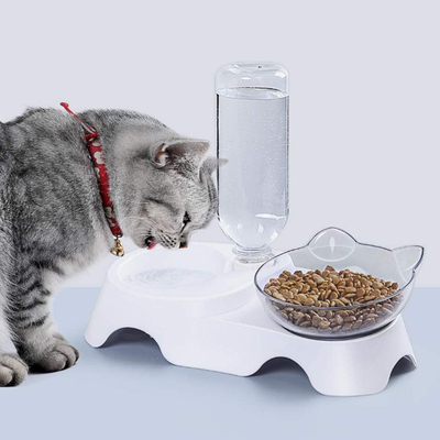Doppia bottiglia di abbeveratoio di Cat Food Bowls With Automatic degli animali domestici di plastica del cane