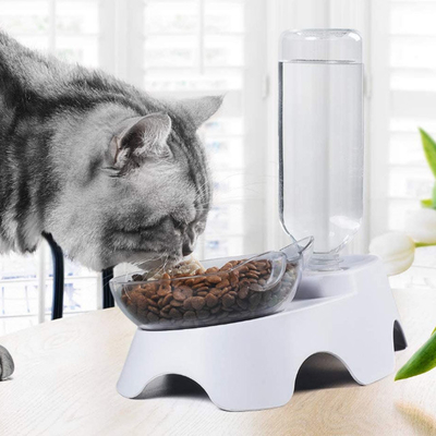 Doppia bottiglia di abbeveratoio di Cat Food Bowls With Automatic degli animali domestici di plastica del cane