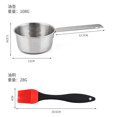 Silicone della casseruola del vaso della salsa barbecue di acciaio inossidabile che unge set di pennelli