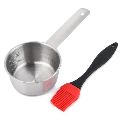 Silicone della casseruola del vaso della salsa barbecue di acciaio inossidabile che unge set di pennelli