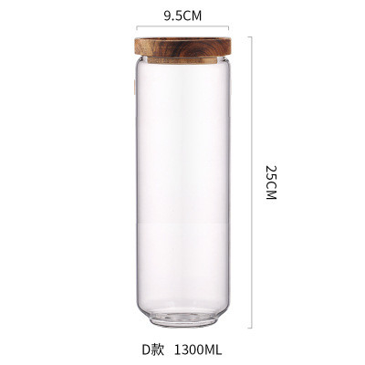 contenitori di stoccaggio di vetro dell'alimento di 700ml 1000ml 1300ml con il coperchio di legno ermetico