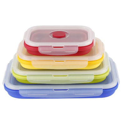 Gel di silice che piega la multi scatola di pranzo del compartimento Bento Box Set Microwavable 4 pezzi