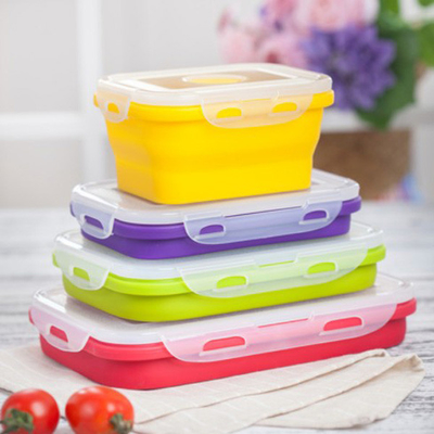 Gel di silice che piega la multi scatola di pranzo del compartimento Bento Box Set Microwavable 4 pezzi