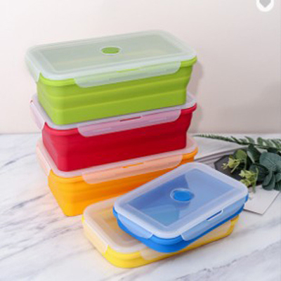 Gel di silice che piega la multi scatola di pranzo del compartimento Bento Box Set Microwavable 4 pezzi