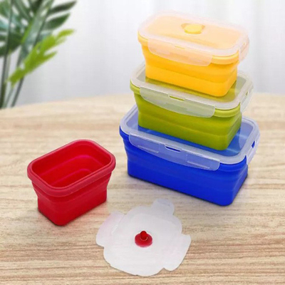 Gel di silice che piega la multi scatola di pranzo del compartimento Bento Box Set Microwavable 4 pezzi