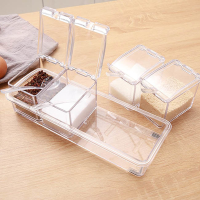 Cucina 4 pezzi del chiaro contenitore acrilico di spezia per stoccaggio di condimento del condimento