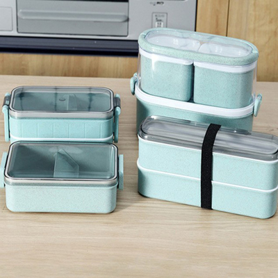 Stile giapponese del grano della scatola sostenibile di Straw Plastic Multi Compartment Lunch