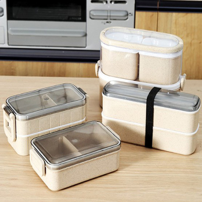 Stile giapponese del grano della scatola sostenibile di Straw Plastic Multi Compartment Lunch