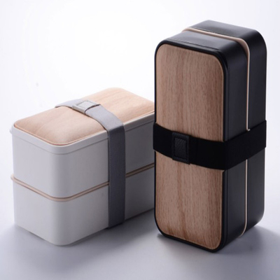 2 strati di bento di bambù dei multi del compartimento di pranzo contenitori a perfetta tenuta della scatola