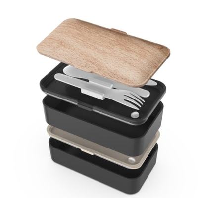 2 strati di bento di bambù dei multi del compartimento di pranzo contenitori a perfetta tenuta della scatola
