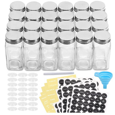 barattolo di condimento della spezia di vetro di 4oz 24pcs messo con il cappuccio ermetico