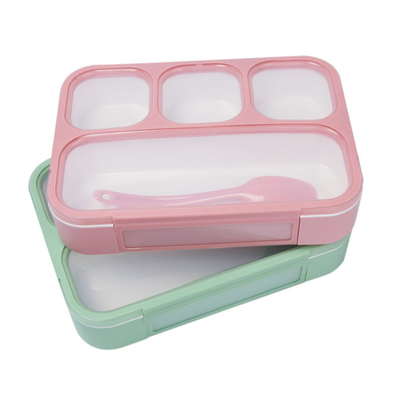 4 studente di plastica Lunch Box Eco Bento Box With Spoon amichevole della scuola del compartimento pp