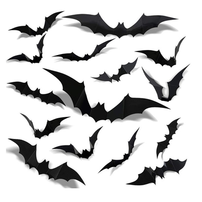 12pcs il Natale del PVC Halloween orna i pipistrelli neri degli autoadesivi 3D per la decorazione della parete