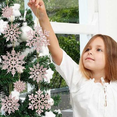 il fiocco di neve bianco di scintillio di plastica 36pcs orna per il Natale