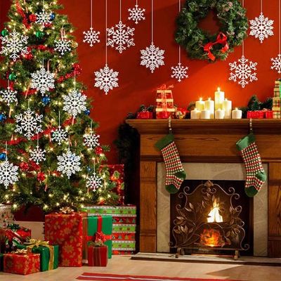 il fiocco di neve bianco di scintillio di plastica 36pcs orna per il Natale