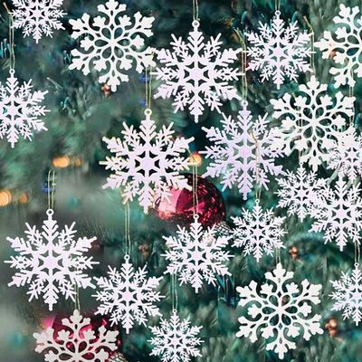 il fiocco di neve bianco di scintillio di plastica 36pcs orna per il Natale