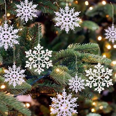 il fiocco di neve bianco di scintillio di plastica 36pcs orna per il Natale