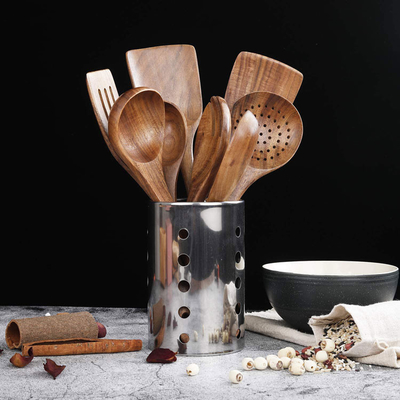 Insieme di legno di cottura antiaderante dei cucchiai degli utensili di bambù della cucina