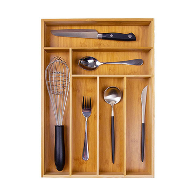 Organizzatore regolabile Divider di Tray Bamboo Kitchen Utensil Drawer di stoccaggio della coltelleria