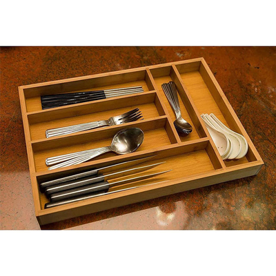 Organizzatore regolabile Divider di Tray Bamboo Kitchen Utensil Drawer di stoccaggio della coltelleria