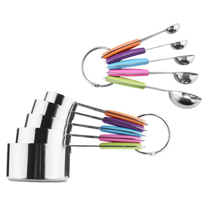 tazze e cucchiai di misurazione di acciaio inossidabile 10pcs messi per la cottura e cuocere