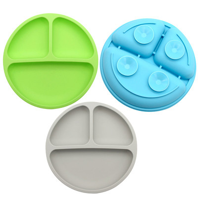 Piatti in silicone multicolore per alimenti per bambini con ventosa e coperchi