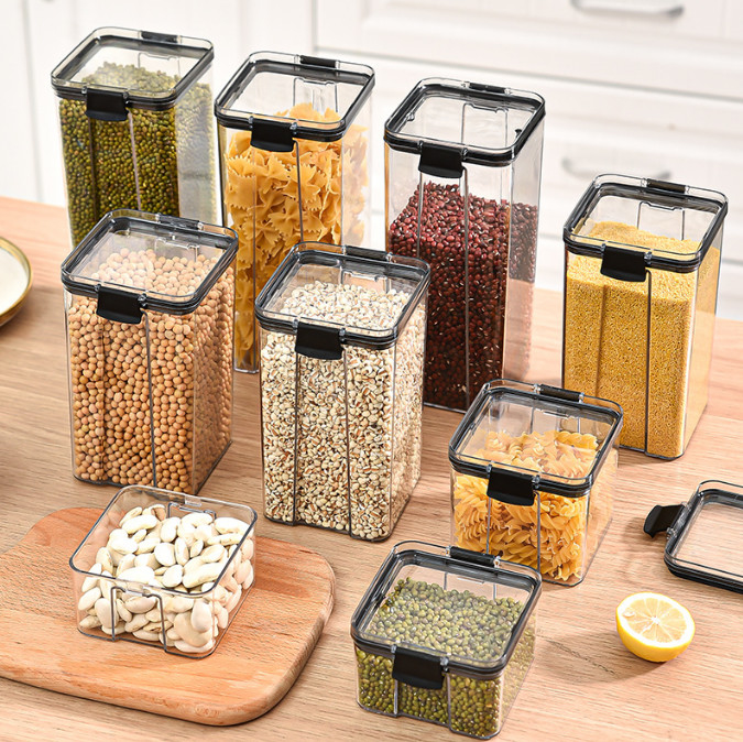 Contenitori di stoccaggio di plastica della dispensa dell'ANIMALE DOMESTICO della cucina per l'organizzazione 460ml 700ml dell'alimento