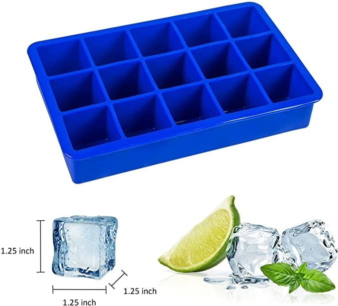 Cubetto di ghiaccio Tray Easy Release Ice Cube Tray Kitchen Tools del silicone dei fori di rettangolo 15