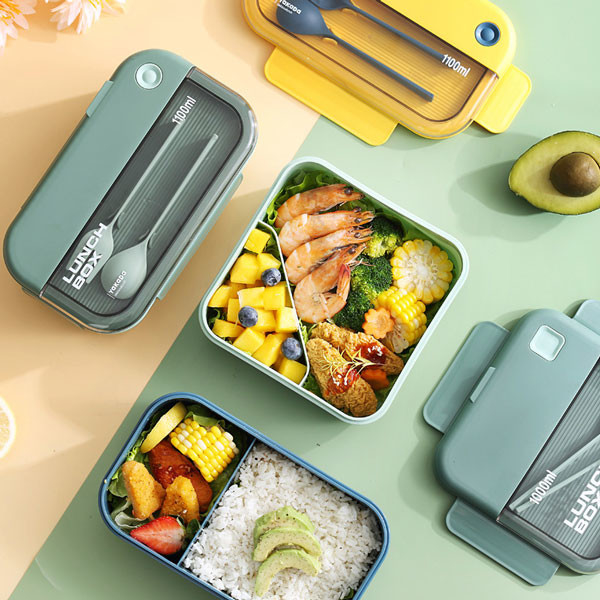cassaforte amichevole di rettangolo pp Eco Bento Box Airtight Lunch Box di 1L 2L 3L per la microonda