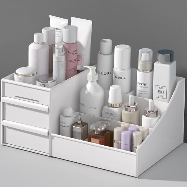 Tipo scatola di stoccaggio cosmetica del desktop dei contenitori di stoccaggio della famiglia 330g del cassetto della divisione