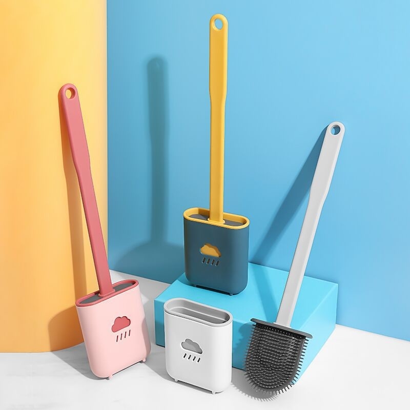 Spazzola di plastica della toilette del silicone dei prodotti del multi elettrodomestico sveglio di colore con il supporto