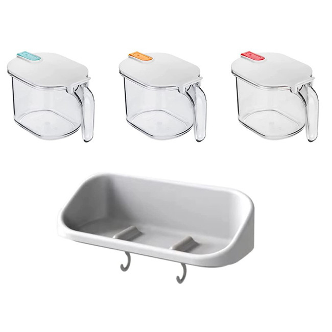i chiari barattoli di plastica dei contenitori di stoccaggio della spezia di 3pcs 4 Oz ammassano con la copertura ed il cucchiaio